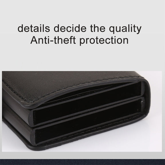 X-7 Antimagnetic RFID  Multi-functional Aluminum Crazy Horse Texture Leather Card Bag Wallet(Coffee)