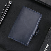 X-7 Antimagnetic RFID  Multi-functional Aluminum Crazy Horse Texture Leather Card Bag Wallet(Dark Blue)