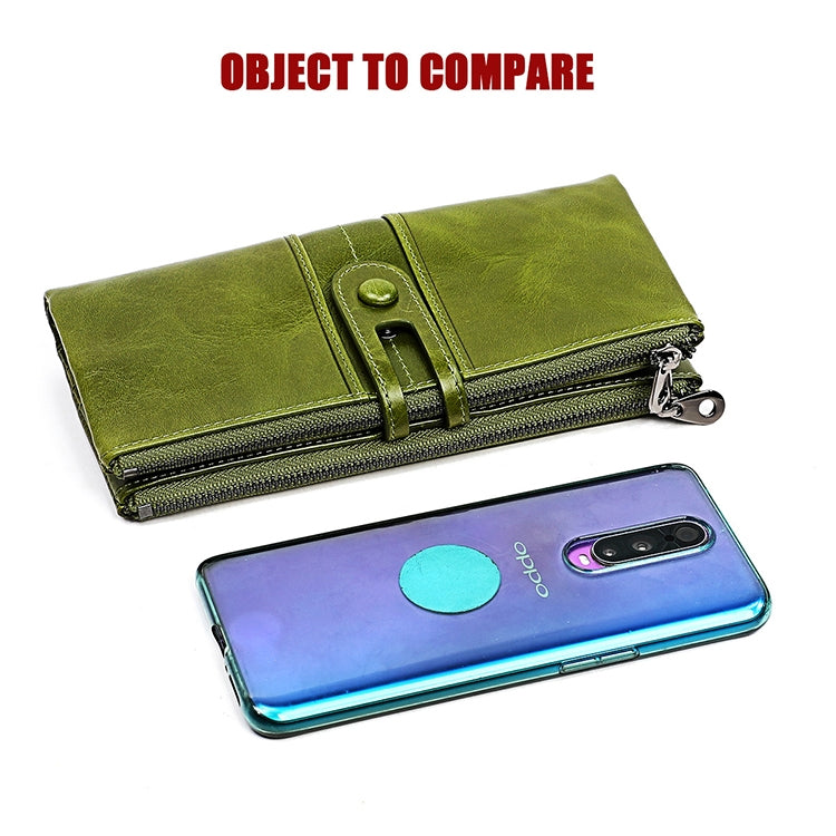 3520 Long Cowhide Leather Folding Anti-magnetic RFID Wallet for Ladies, with Card Slots(Red) - free shipping - PMC Jewellery - Order now!