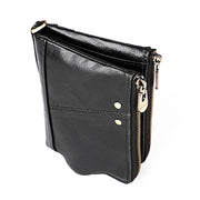 3533 Long Crazy Horse Texture Cowhide Leather Folding Anti-magnetic RFID Wallet Clutch Bag for Men, with Card Slots(Black)