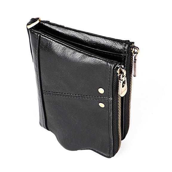 3533 Long Crazy Horse Texture Cowhide Leather Folding Anti-magnetic RFID Wallet Clutch Bag for Men, with Card Slots(Black)