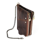 LT3533 Long Crazy Horse Texture Cowhide Leather Folding Anti-magnetic RFID Wallet Clutch Bag for Men, with Card Slots & Shoulder Strap(Coffee)