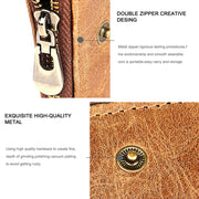 LT3533 Long Crazy Horse Texture Cowhide Leather Folding Anti-magnetic RFID Wallet Clutch Bag for Men, with Card Slots & Shoulder Strap(Coffee)
