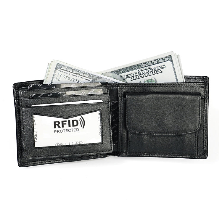 8020 Horizontal Retro Crazy Horse Texture Leather Anti-magnetic RFID Wallet Clutch Bag for Men, with Card Slots(Black)
