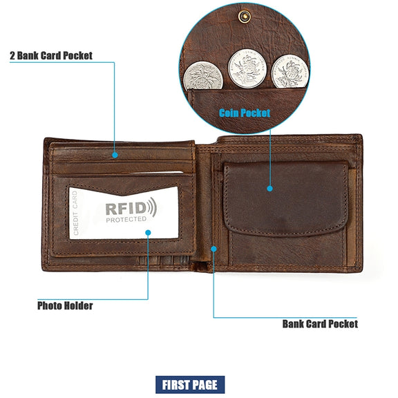 8020 Horizontal Retro Crazy Horse Texture Leather Anti-magnetic RFID Wallet Clutch Bag for Men, with Card Slots(Black)