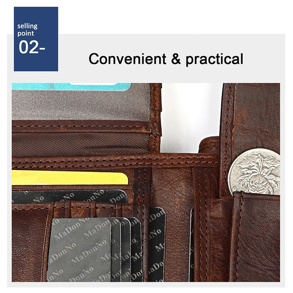 8020 Horizontal Retro Crazy Horse Texture Leather Anti-magnetic RFID Wallet Clutch Bag for Men, with Card Slots(Black)