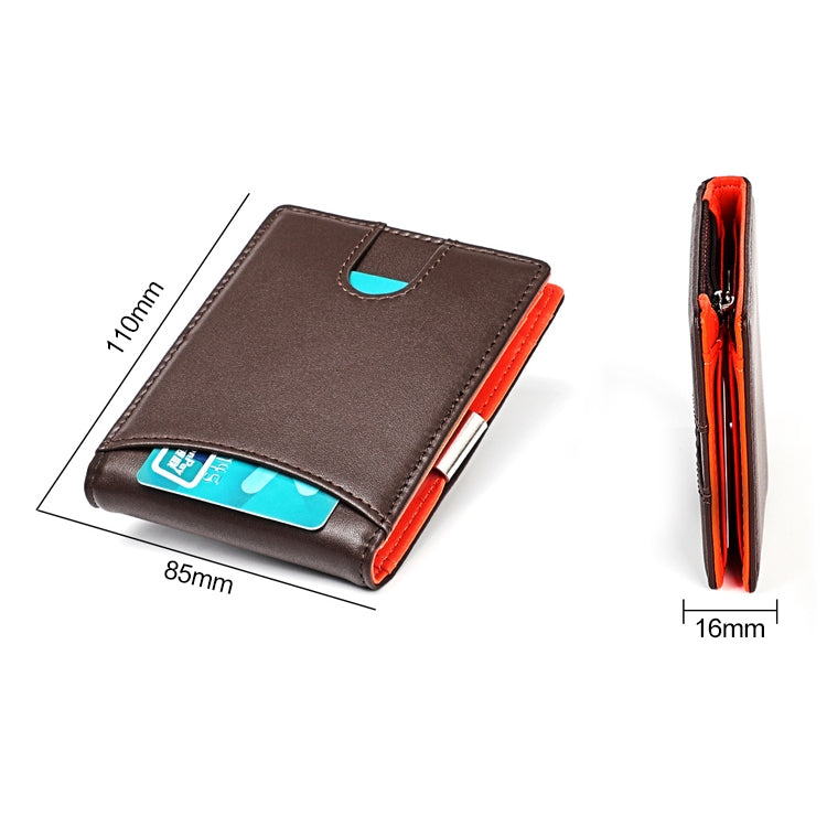 9606 Cowhide Leather Anti-magnetic RFID Multiple Card Slots Wallet for Men, with Zipper Bag(Black)