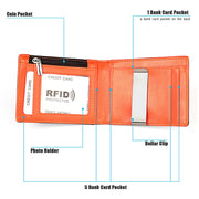 9606 Cowhide Leather Anti-magnetic RFID Multiple Card Slots Wallet for Men, with Zipper Bag(Black)