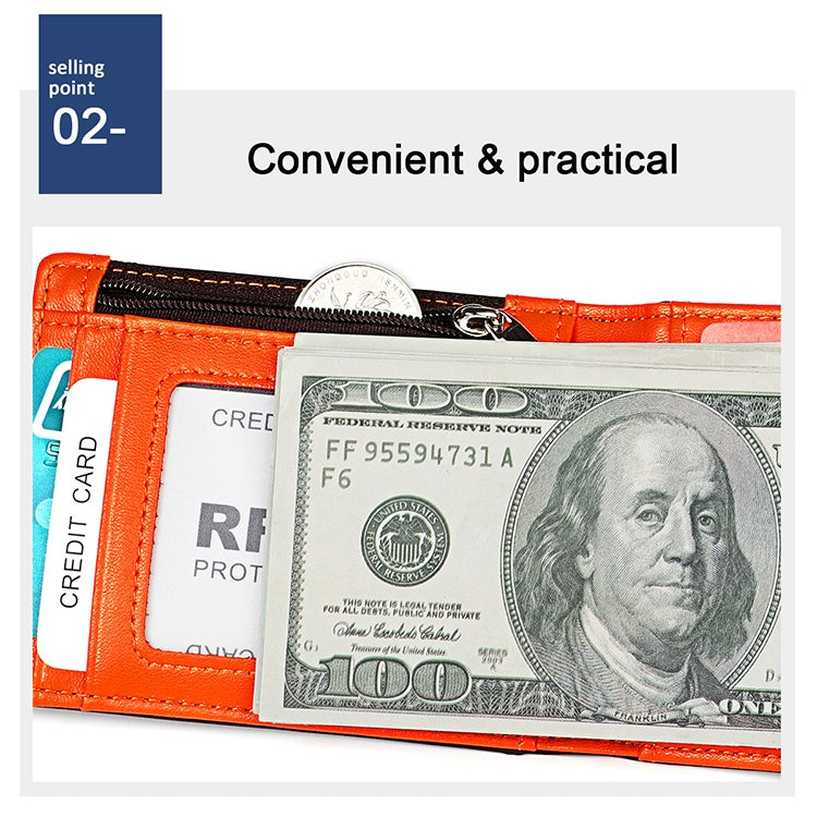 9606 Cowhide Leather Anti-magnetic RFID Multiple Card Slots Wallet for Men, with Zipper Bag(Black)