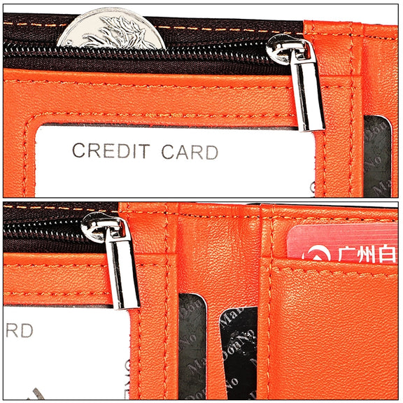 9606 Cowhide Leather Anti-magnetic RFID Multiple Card Slots Wallet for Men, with Zipper Bag(Black)
