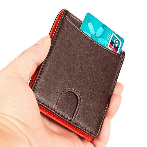 9606 Cowhide Leather Anti-magnetic RFID Multiple Card Slots Wallet for Men, with Zipper Bag(Black)