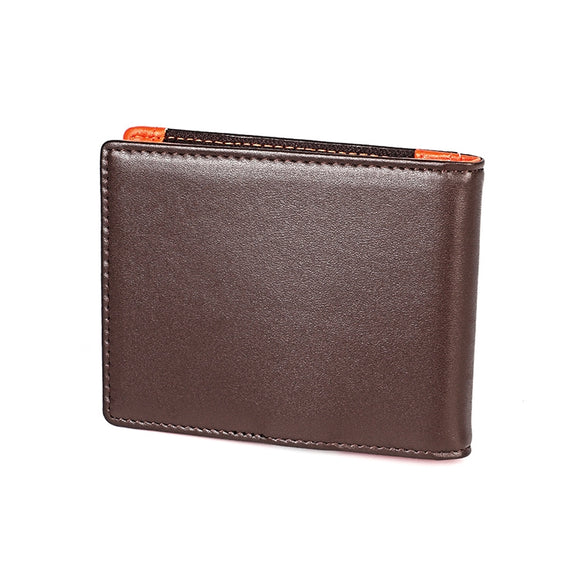 9606 Cowhide Leather Anti-magnetic RFID Multiple Card Slots Wallet for Men, with Zipper Bag(Coffee)