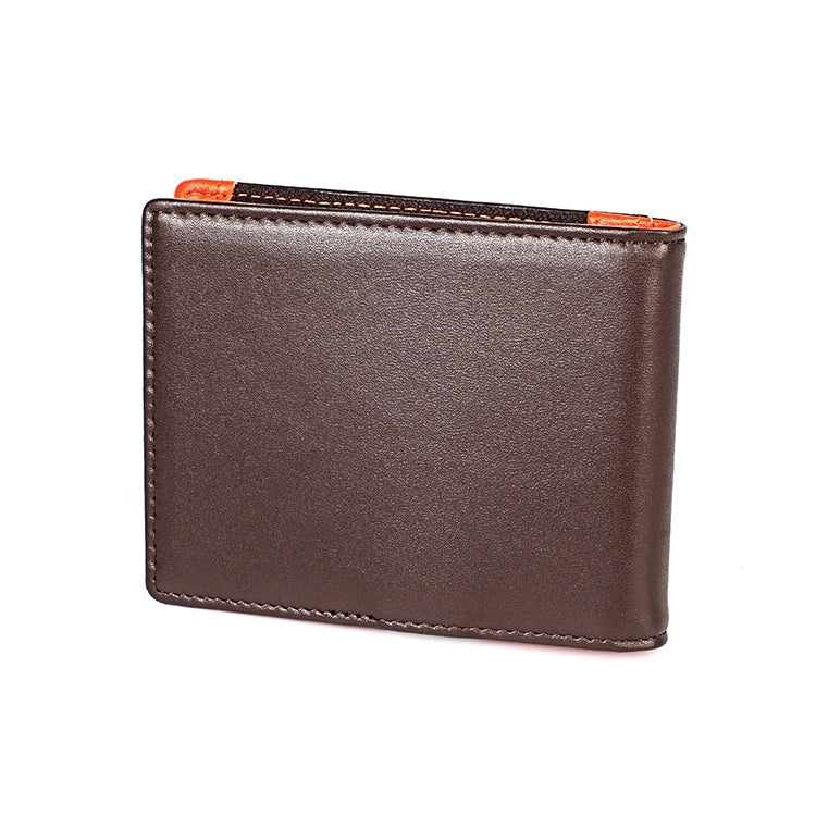 9606 Cowhide Leather Anti-magnetic RFID Multiple Card Slots Wallet for Men, with Zipper Bag(Coffee)