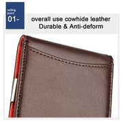 9606 Cowhide Leather Anti-magnetic RFID Multiple Card Slots Wallet for Men, with Zipper Bag(Coffee)