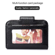 KB188 Horizontal Cowhide Leather Organ Shape Multiple Card Slots Anti-magnetic RFID Wallet for Ladies, with Transparent Window(Rose Red)