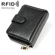 KB192 Buckle Zipper Cowhide Leather Organ Shape Multiple Card Slots Anti-magnetic RFID Wallet Clutch Bag for Men(Black) - Antimagnetic RFID Package by PMC TechLife | Online Shopping South Africa | PMC TechLife | Buy Now Pay Later Mobicred