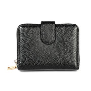 KB192 Buckle Zipper Cowhide Leather Organ Shape Multiple Card Slots Anti-magnetic RFID Wallet Clutch Bag for Men(Black)