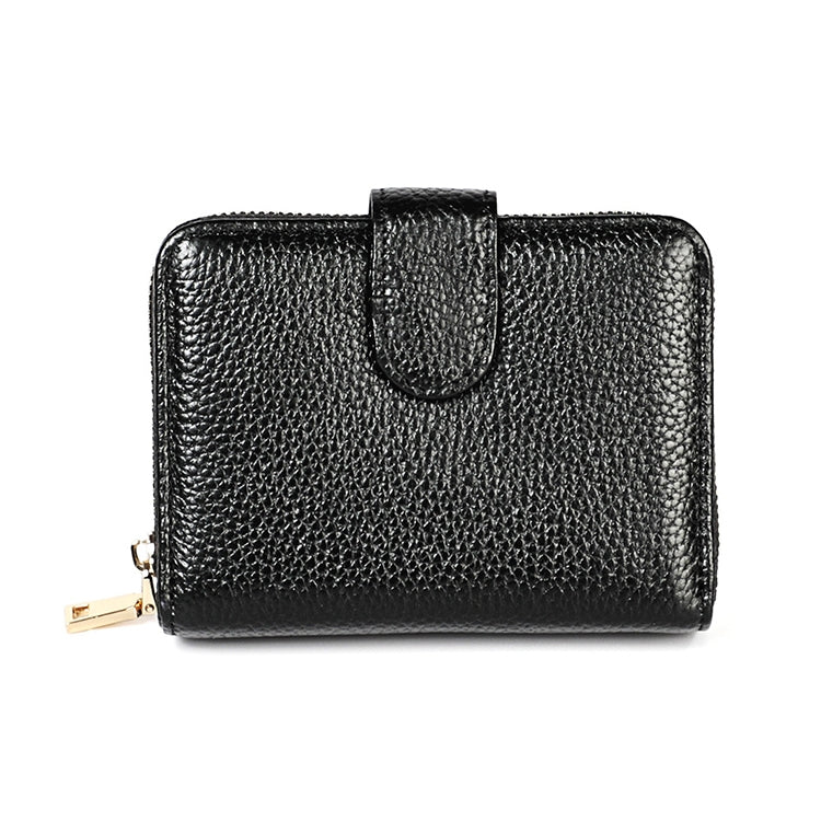 KB192 Buckle Zipper Cowhide Leather Organ Shape Multiple Card Slots Anti-magnetic RFID Wallet Clutch Bag for Men(Black)