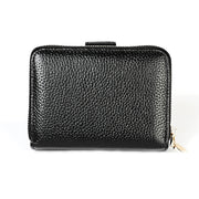 KB192 Buckle Zipper Cowhide Leather Organ Shape Multiple Card Slots Anti-magnetic RFID Wallet Clutch Bag for Men(Black)