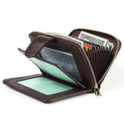 KB192 Buckle Zipper Cowhide Leather Organ Shape Multiple Card Slots Anti-magnetic RFID Wallet Clutch Bag for Men(Black)