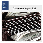 KB192 Buckle Zipper Cowhide Leather Organ Shape Multiple Card Slots Anti-magnetic RFID Wallet Clutch Bag for Men(Black)