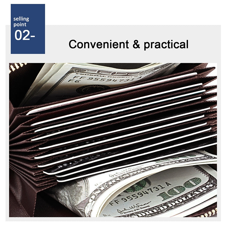 KB192 Buckle Zipper Cowhide Leather Organ Shape Multiple Card Slots Anti-magnetic RFID Wallet Clutch Bag for Men(Black)