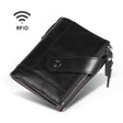 TP-197 Oil Wax Leather Multi-functional Double Zipper Clasp Antimagnetic Change RFID Leather Wallet(Black) - free shipping - PMC TechLife - Order now!
