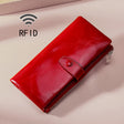 TP-189 Oilskin Leather Multi-functional Zipper RFID Leather Wallet(Red) - Antimagnetic RFID Package by PMC TechLife | Online Shopping South Africa | PMC TechLife | Buy Now Pay Later Mobicred