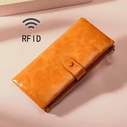 TP-189 Oilskin Leather Multi-functional Zipper RFID Leather Wallet(Brown)