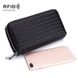 Sheepskin Weave Double Zipper Large Capacity Multiple-Card RFID Anti-Theft Wallet Bag (Black) - Antimagnetic RFID Package by PMC TechLife | Online Shopping South Africa | PMC TechLife | Buy Now Pay Later Mobicred