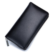 Two-Layer Cowhide Leather Organ Card Holder Multiple-Card RFID Anti-Theft Wallet Bag(Black)