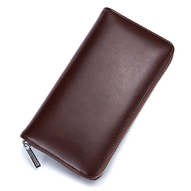 Two-Layer Cowhide Leather Organ Card Holder Multiple-Card RFID Anti-Theft Wallet Bag(Coffee)