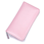 Two-Layer Cowhide Leather Organ Card Holder Multiple-Card RFID Anti-Theft Wallet Bag(Pink)