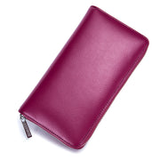 Two-Layer Cowhide Leather Organ Card Holder Multiple-Card RFID Anti-Theft Wallet Bag(Red Purple)