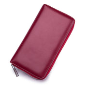 Two-Layer Cowhide Leather Organ Card Holder Multiple-Card RFID Anti-Theft Wallet Bag(Wine Red)