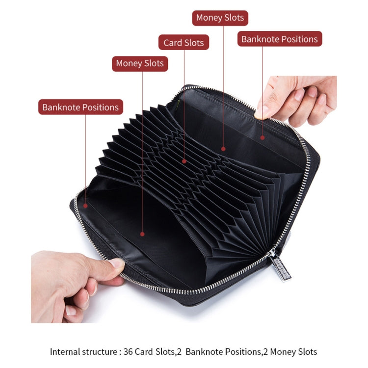 Two-Layer Cowhide Leather Organ Card Holder Multiple-Card RFID Anti-Theft Wallet Bag(Wine Red) - free shipping - PMC TechLife - Order now!