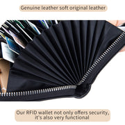 Two-Layer Cowhide Leather Organ Card Holder Multiple-Card RFID Anti-Theft Wallet Bag(Baby Blue)