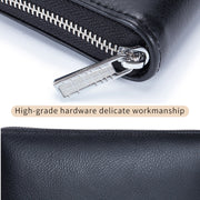 Two-Layer Cowhide Leather Organ Card Holder Multiple-Card RFID Anti-Theft Wallet Bag(Wine Red)