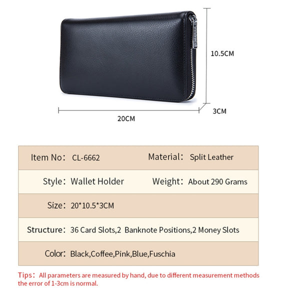 Two-Layer Cowhide Leather Organ Card Holder Multiple-Card RFID Anti-Theft Wallet Bag(Pink)