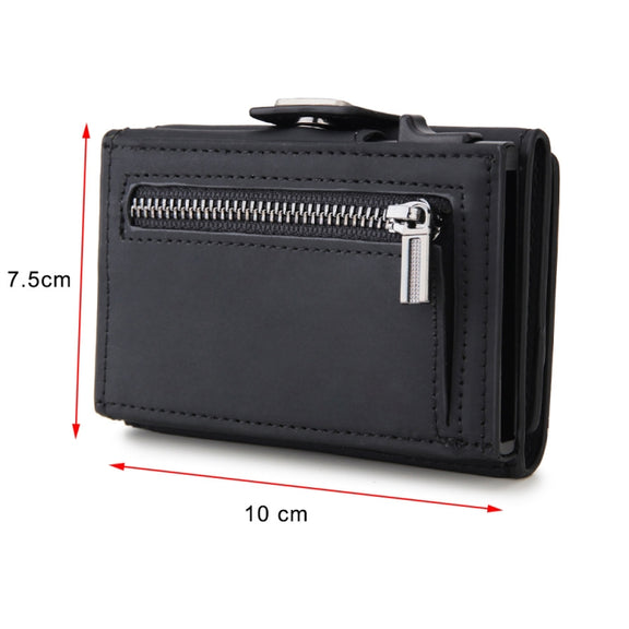 CH0727-1 RFID Carbon Fiber Zipper Multifunctional Card Package(Black)