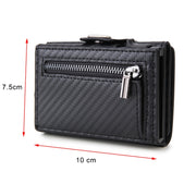 CH0727-1 RFID Carbon Fiber Zipper Multifunctional Card Package(Carbon Fiber Black)