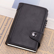 X-51 Automatically Pop-up Card Type Anti-magnetic RFID Anti-theft PU Leather Wallet with Card Slots(Black)