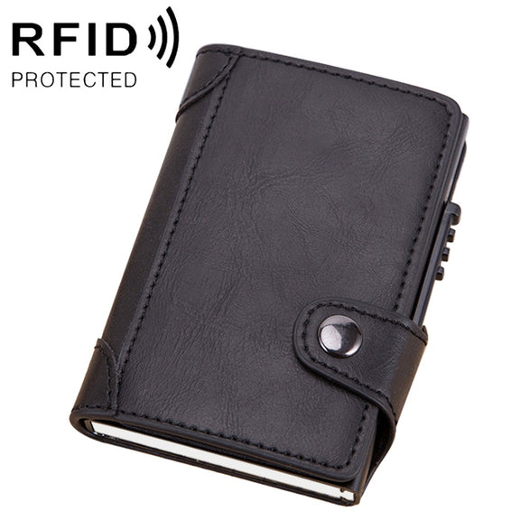 X-51 Automatically Pop-up Card Type Anti-magnetic RFID Anti-theft PU Leather Wallet with Card Slots(Black)