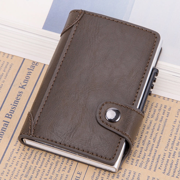X-51 Automatically Pop-up Card Type Anti-magnetic RFID Anti-theft PU Leather Wallet with Card Slots(Coffee) - Antimagnetic RFID Package by PMC Jewellery | Online Shopping South Africa | PMC Jewellery | Buy Now Pay Later Mobicred