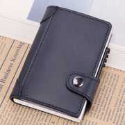 X-51 Automatically Pop-up Card Type Anti-magnetic RFID Anti-theft PU Leather Wallet with Card Slots(Blue)