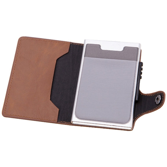 X-51 Automatically Pop-up Card Type Anti-magnetic RFID Anti-theft PU Leather Wallet with Card Slots(Apricot)