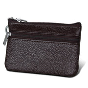 Cowhide Leather Zipper Solid Color Horizontal Card Holder Wallet RFID Blocking Coin Purse Card Bag Protect Case, Size: 11.4*7.4cm(Coffee)