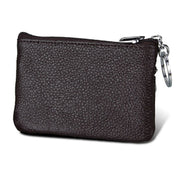 Cowhide Leather Zipper Solid Color Horizontal Card Holder Wallet RFID Blocking Coin Purse Card Bag Protect Case, Size: 11.4*7.4cm(Coffee)