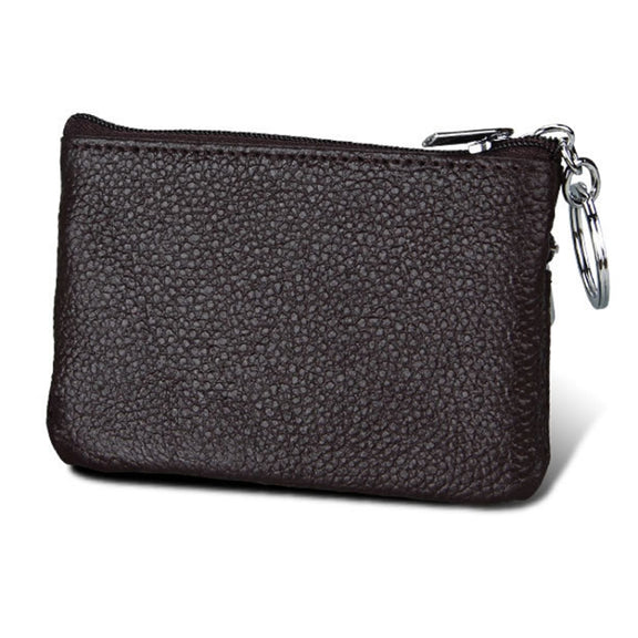 Cowhide Leather Zipper Solid Color Horizontal Card Holder Wallet RFID Blocking Coin Purse Card Bag Protect Case, Size: 11.4*7.4cm(Coffee)