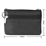 Cowhide Leather Zipper Solid Color Horizontal Card Holder Wallet RFID Blocking Coin Purse Card Bag Protect Case, Size: 11.4*7.4cm(Coffee)